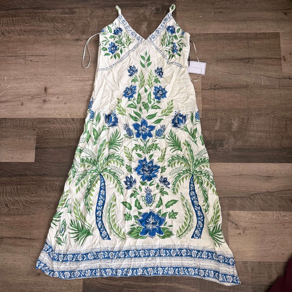 1state Size XS Soft Floral Maxi Dress w Blue and Green Accents Adjustable Strap